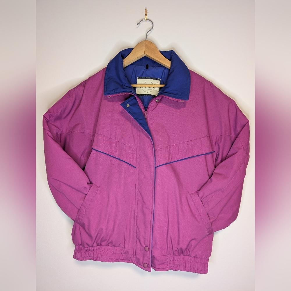Unisex Medium Vintage Sequence Purple and Blue Bomber Jacket